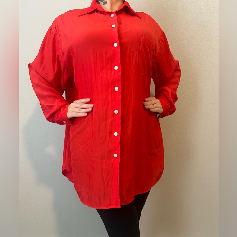 Koch Long Sleeve Rose Blouse Size S - Classic Style with Boho Design